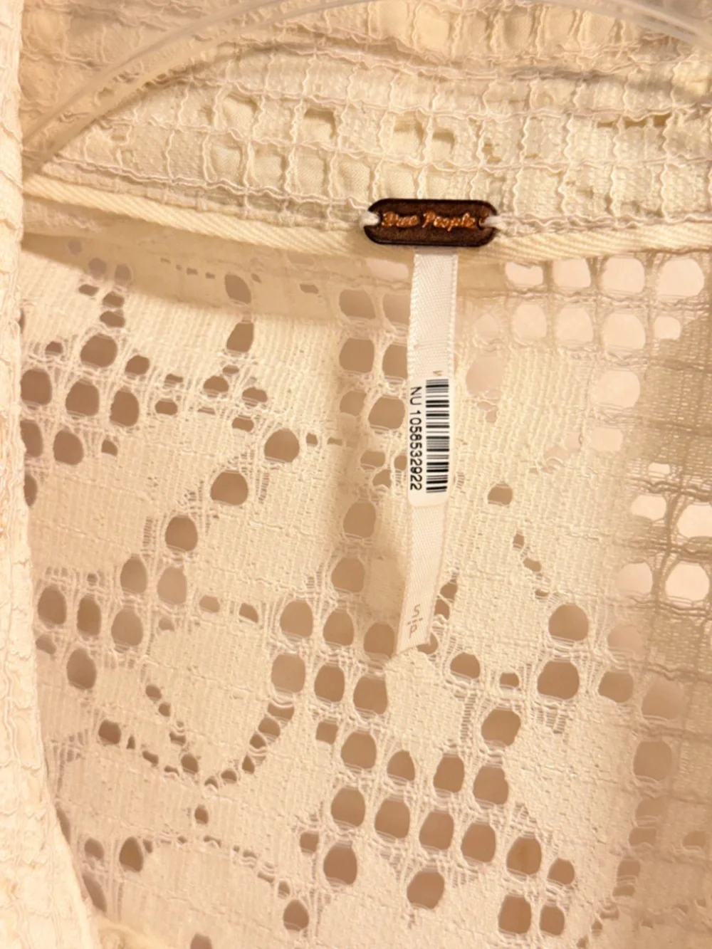 Free People Tea Lace Button Down Long Sleeve Boho Beach Summer Shirt Size Small